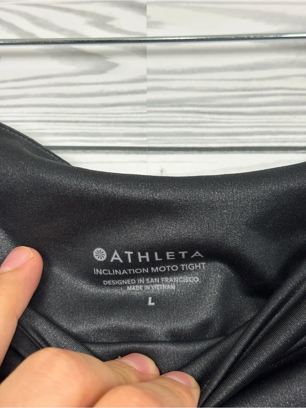 Athleta Inclination black shimmer moto tights size large